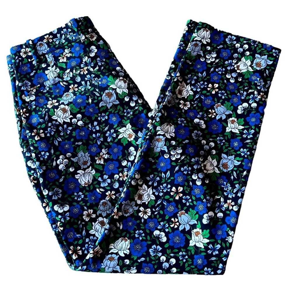 Tory Sport | Tory Burch | Blue Floral Print Straight High Waisted Trouser Pants